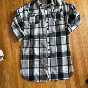 Black Checkered Long Shacket